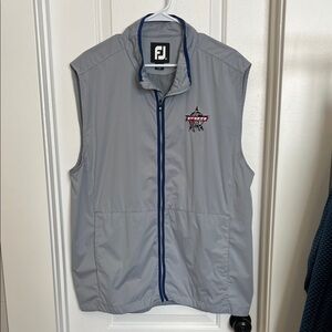 PBR LOGO. Lightweight Gray Sleeveless Vest with Blue Trim